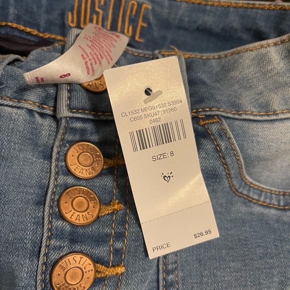 Justice - Denim Distressed Mini Skirt - Size 8 - With Pockets - NWT - Picture 3 of 16